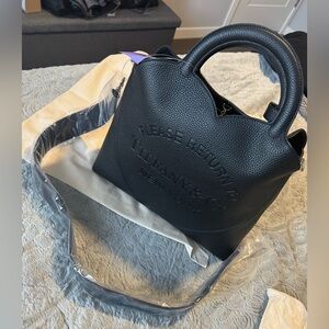 Large Tiffany & Co. Black Leather Bag